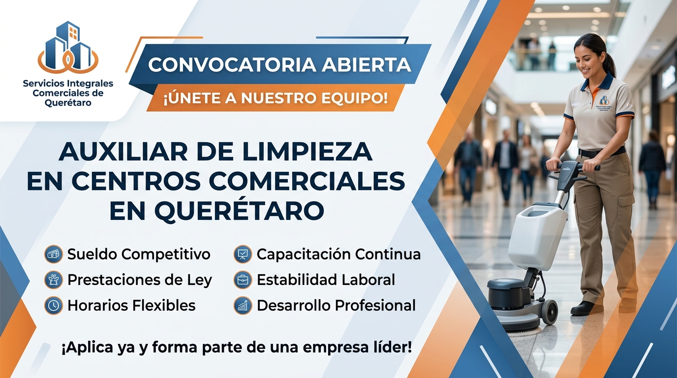 Lee más sobre el artículo Auxiliar de limpieza en centros comerciales en Querétaro