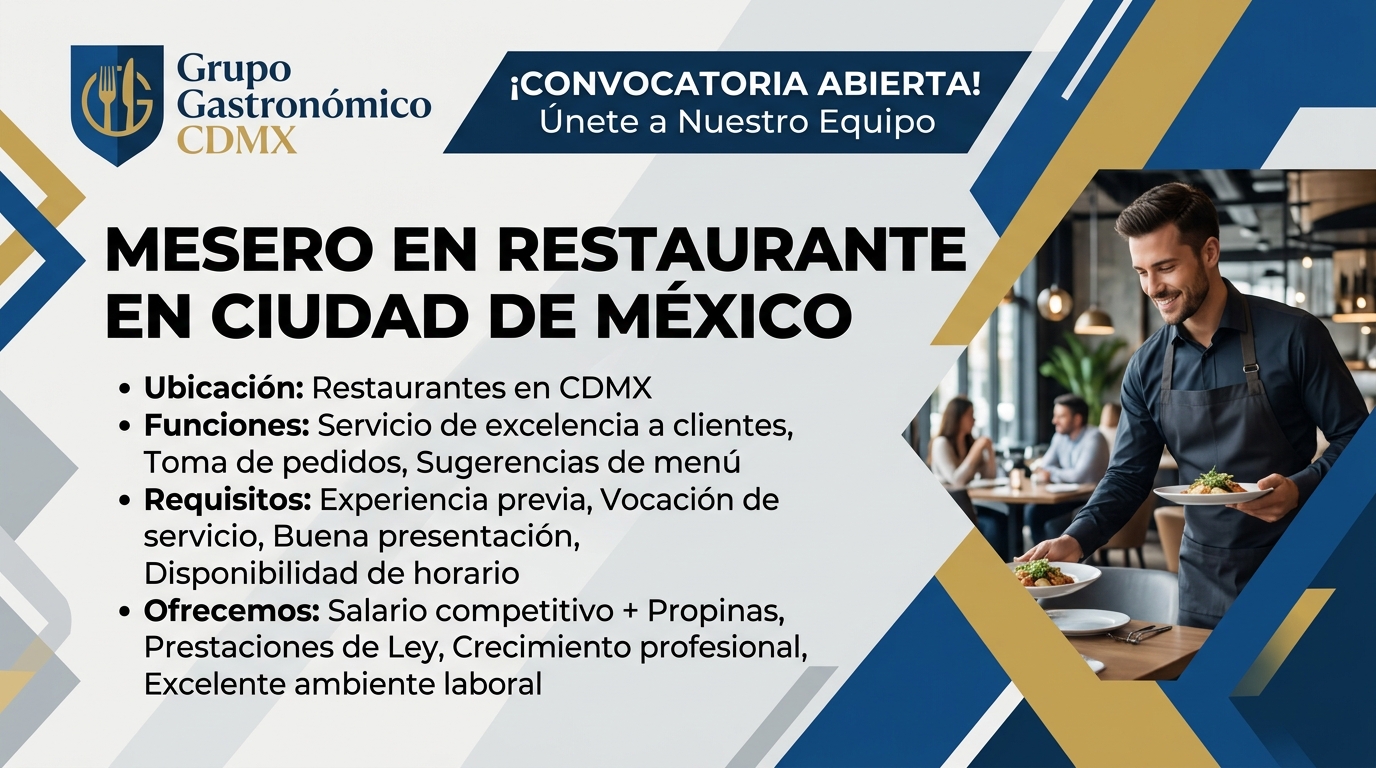 Lee más sobre el artículo Mesero en restaurante en Ciudad de México